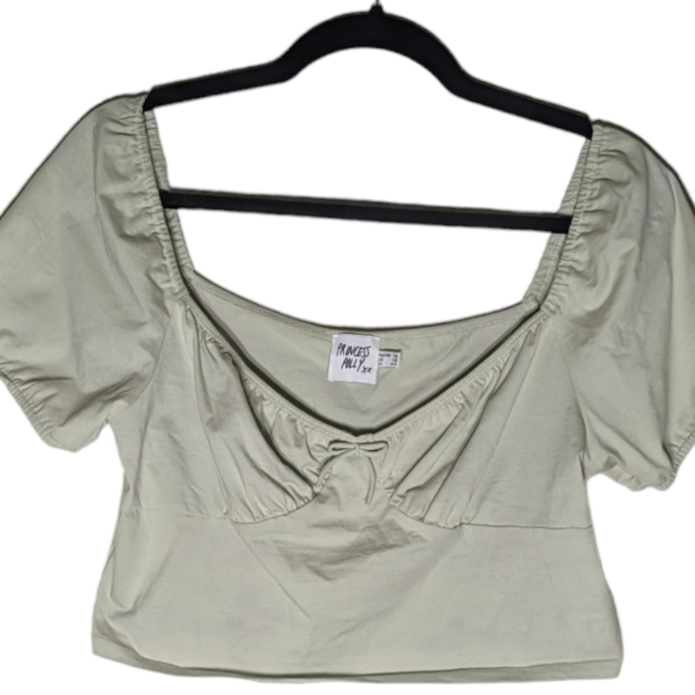 Girly green peasant style top